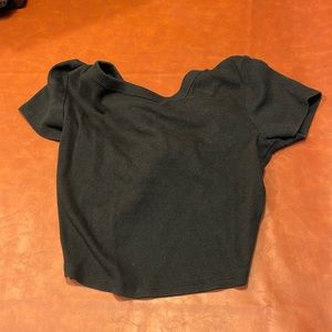 Black crop top with open back